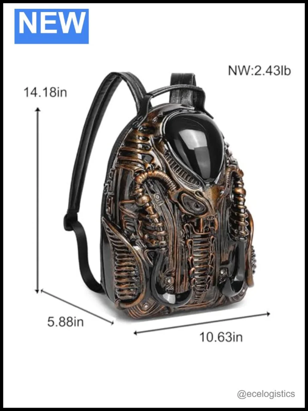 Alien Shape Novelty Faux Leather Backpack Purse Handbag Unisex Adults